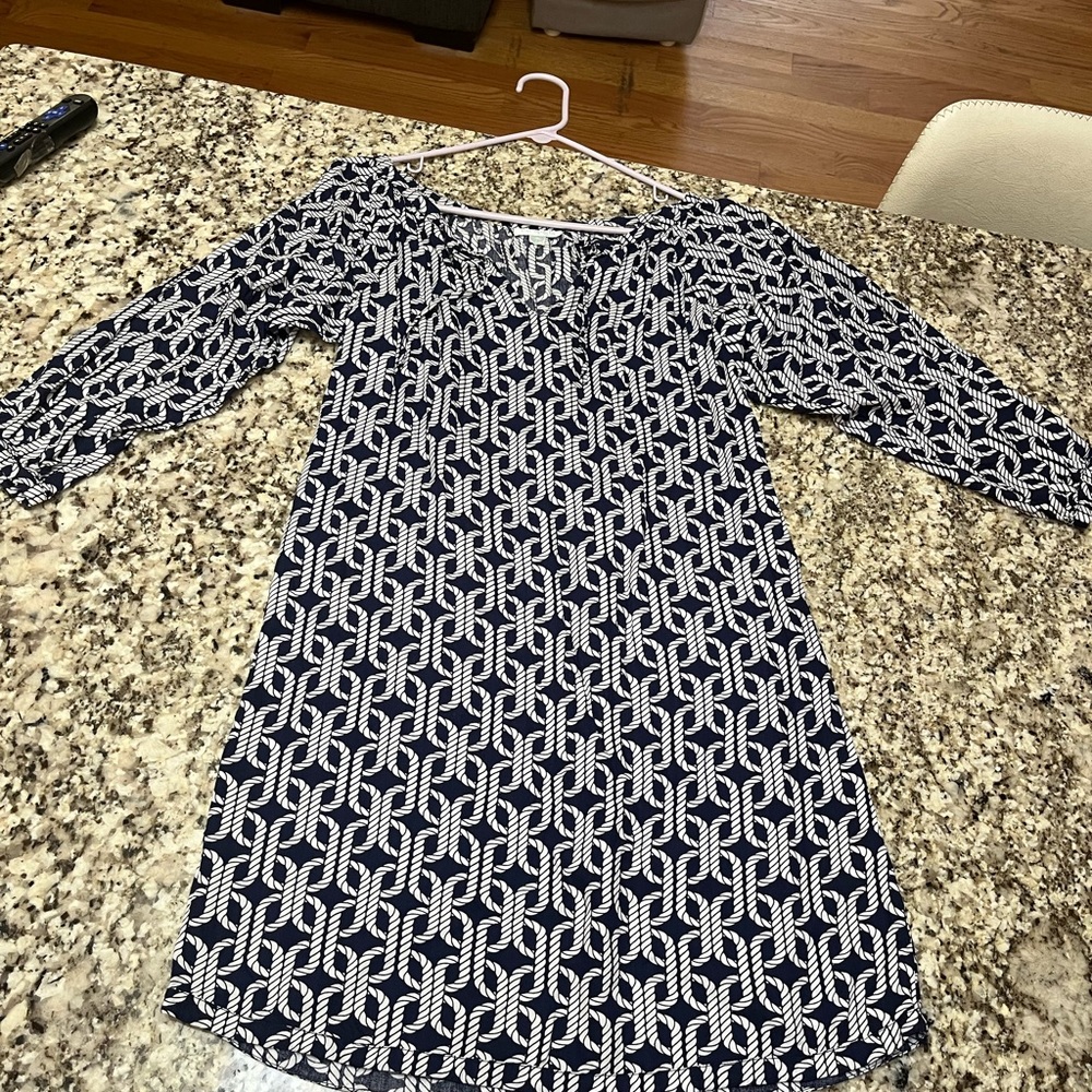 Escapada, Nautical Print, Beach Swim Cover Up/Dress, Sz Small, Navy Blue & White